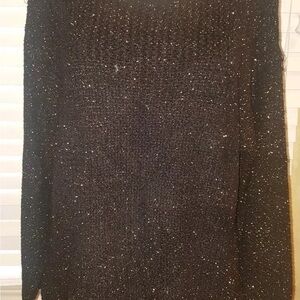 Tesori Brown Metallic Scoop Neck Sweater Size S